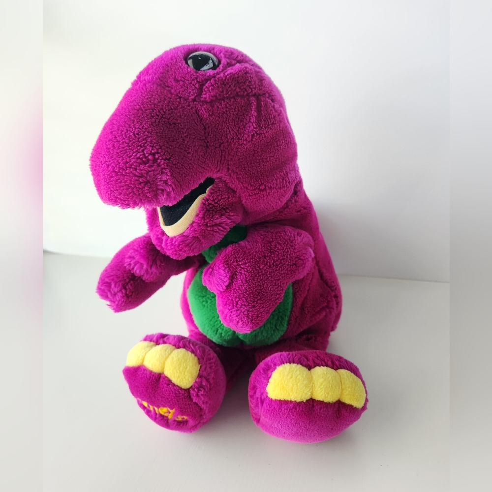 1992 Vintage Dakin BARNEY Dinosaur Plush Hand Puppet Toy 14” Lyons Group